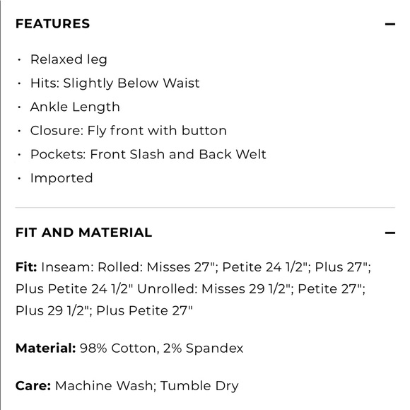 Talbots Relaxed Soft Girlfriend Ankle Chino Pants - Picture 9 of 9